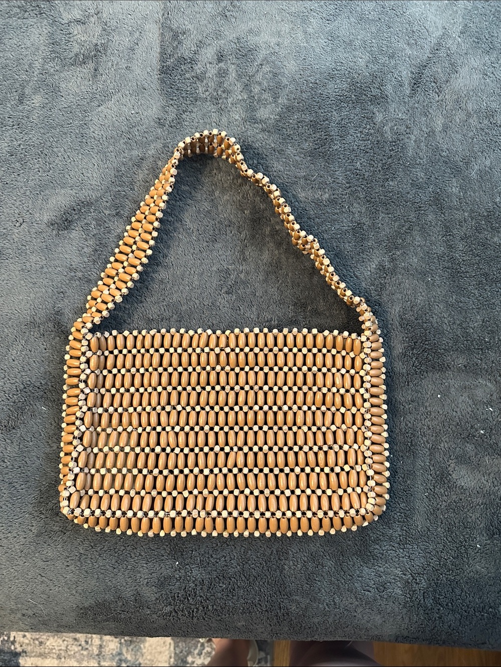 Universal Thread Beaded Shoulder Bag in Tan and Natural Wood